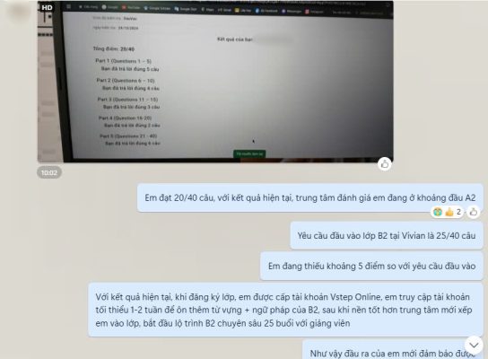 Hành Trình Từ Trình Độ A2 Đạt Ngay Chứng Chỉ VSTEP B2 Của Học Viên Khiêm Kết quả test đầu vào của Khiêm chỉ là trình độ A2